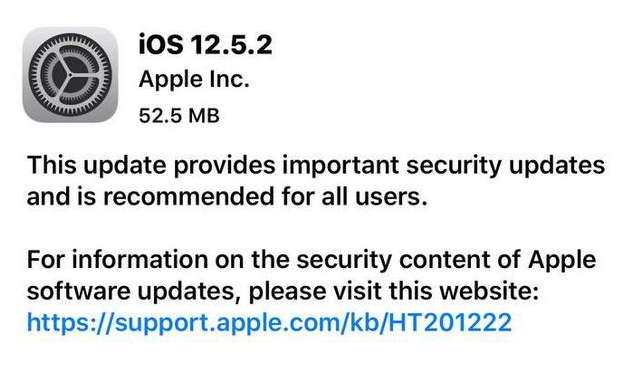 禄劝苹果手机维修分享iOS12.5.2发布，建议所有老苹果用户安装 